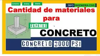 DOSIFICACION 2023 | Cantidades de materiales para concreto 3000 PSI | CEMENTO, ARENA, GRAVA Y AGUA