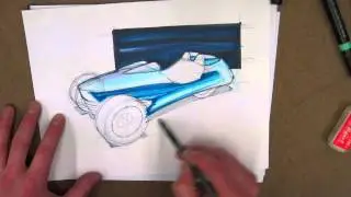 Basic Simple Marker Pastel and photoshop automotive car rendering vehicle reflections tutorial