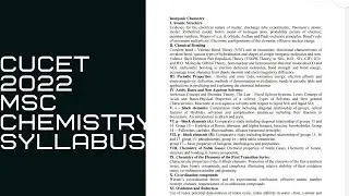 CUCET 2021| MSC chemistry syllabus and books for cucet 2021