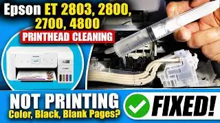 Epson ET 2800, 2700, 4800 Printhead Cleaning - NOT PRINTING Color, Black, Blank Pages [FIXED!]