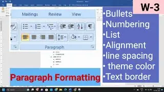 Microsoft word 2019 - Paragraph formatting tools