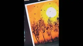 sunset landscape Painting/ acrylic painting tutorial for Beginners Step By Step#acrylicpainting