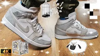 Jordan 1 Mid SE Particle​ Grey / DETAIL​ &​ ON​ FEET​