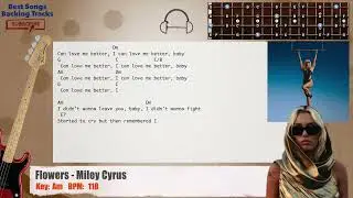 🎻 Flowers - Miley Cyrus Bass Backing Track with chords and lyrics