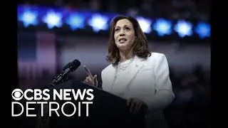 Kamala Harris speaking with union leaders in Detroit