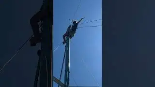 Sending my wife 63 feet into the sky #flyinghigh #sailingcouple #shorts