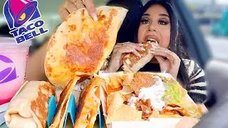 TACO BELL NEW CANTINA MENU MUKBANG!! crispy tacos, burrito, quesadilla, loaded nachos