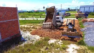 Extreme Small Project Process Complete 100%  Upload Landfill By Bulldozer Komatsu D20P & Truck 5T