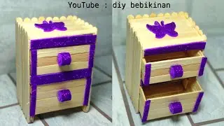 DIY Popsicle Stick Craft- KREASI STIK ES KRIM || CARA MEMBUAT RAK MINI DARI STIK ES KRIM