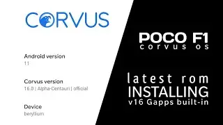 poco f1 Corvus os install | poco f1 Corvus rom install | corvus os poco f1| Gapps install corvus os