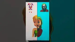 Tinkerbell in two style joker and pomni #shorts #art ❤️