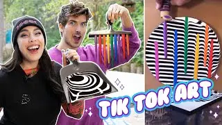 Trying Viral Tik Tok Art Techniques - Tiffy Tries w/ Joey Graceffa
