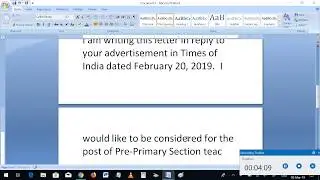 Application for the post of a Teacher