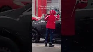 Cleaning Iced Car after freezing rain🥶#shorts  #freezingrain  #winter  #howto