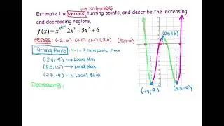 Alg2 Ch4V31 - I can find the zeroes, turning points, and increasing decreasing regions of a function