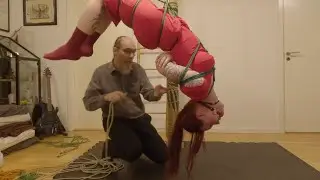 Girl tied in pencil skirt dress, experiment with tough suspension || Part 1