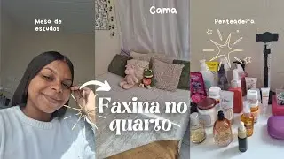 faxinei meu quarto completo (penteadeira, cama, varrer e passar pano) ♡