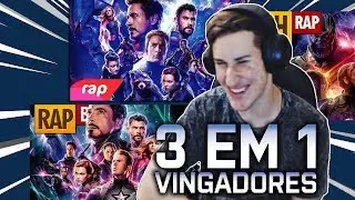 REACT 3 em 1 - RAP DOS VINGADORES | 7 MINUTOZ | MHRAP | TAKERU