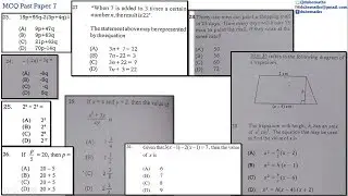 23,24,25,26,27,28,29,30&31 | Algebra | Multiple Choice 7 | CXC CSEC Mathematics