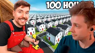 СТИНТ СМОТРИТ РОЛИК МИСТЕРА БИСТА - Я Построил 100 Домов и Раздал Их!