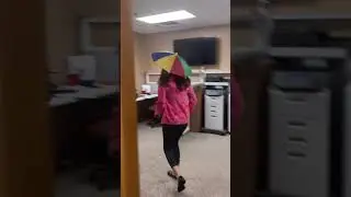 Running In The Rain With an Umbrella Hat