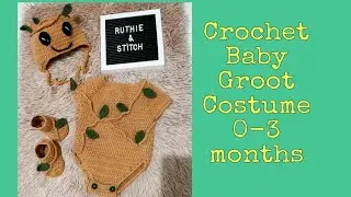 CROCHET Baby Groot Costume 0- 3months old part 1 ( onesie)