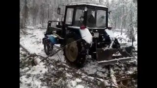 трелёвка леса мтз 82 1 январь 2016г