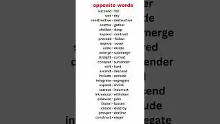 Opposite English Words Vocabulary 