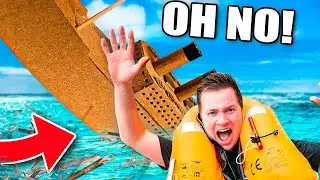 SINKING The Box Fort Titanic! Worlds Largest Cardboard Boat (24 Hour Challenge)
