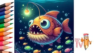 How to draw a fish with a light on it and a glowing head, #drawing, #video, #fish, #howtodraw