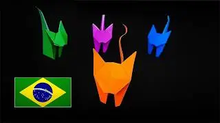 Como Fazer um Origami de Gato - Instruções em Português BR