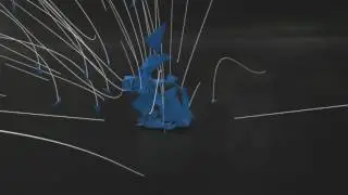 Procedural motion design experiment no. 15: A stanford bunny created by bezier tentacles