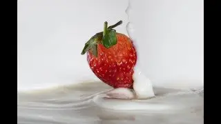 Fotografieren lernen: Erdbeeren Splash Fotografie mit dem Pluto Trigger und einer Lichtschranke
