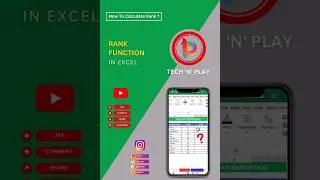 Calculate Rank In Excel #shorts #excel #exceltricks #msexcel #exceltips @tech-n-play ​🔥