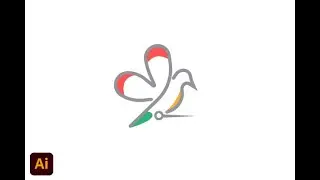 Bird needle logo | Adobe Illustrator | Stroke based logo