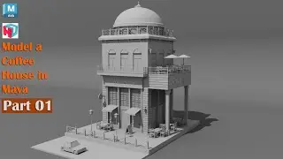 Autodesk Maya Tutorial | How to Model a Coffee House | Exterior design modeling | Part 01 of 02.