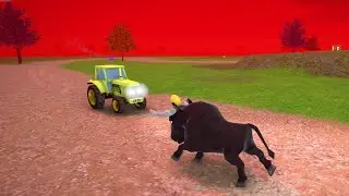 "Las Primitas de la Granja" jugando con el toro y el pollito