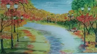 How to draw an autumn park / Как нарисовать осенний парк