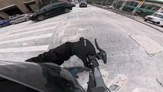 Riding in the Snow NYC Cold day-Electric Scooter ride