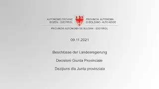 Decisioni Giunta Provinciale - 09.11.2021
