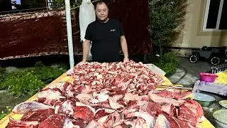 A real kazan kebab in the mountains made from fresh meat