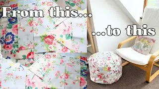 Scrap Fabric Footstool - Using Scrap upholstery weight fabrics to make a patchwork footstool