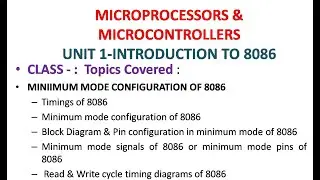 Minimum Mode of 8086 | Read and write cycle Timing Diagrams of 8086 | Unit-1-5 | JNTUA  R15