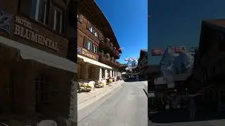 Walking in Murren, charming alpine village above Lauterbrunnen