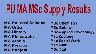 Punjab University MA MSc Supply Result 2022 | MA political Science supply Result | MA Result 2022 PU