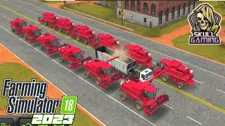 Fs18, 12 New Harvesters with All Farm Wheat Cutting Loaded in FS18 #skullgaming #multiplayer #games