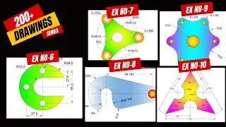 AutoCAD Practice Drawings Ex-6,7,8,9 & 10 | 200 Drawings Series #autocad #autocaddrawing