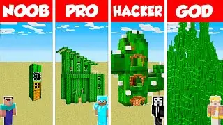 Minecraft Battle: NOOB vs PRO vs HACKER vs GOD: INSIDE CACTUS HOUSE BASE BUILD CHALLENGE / Animation