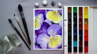 PAINT WITH ME: Pansy flower. Drawing idea