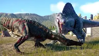 SPINOSAURUS vs LARGE AND MEDIUM CARNIVORE DINOSAURS BATTLE ROYAL - Jurassic World Evolution 2